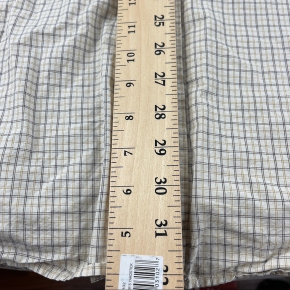 Eddie Bauer Button Up Shirt Mens XL Tall Tan Black Plaid - Picture 6 of 8